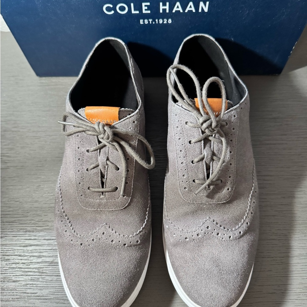 Cole Haan Grand.OS Women’s Gray Suede Oxfords